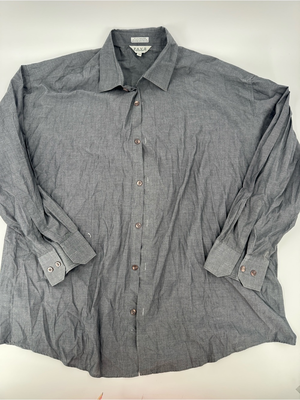 PAVO by Lastrada Long Sleeve Button-Up Shirt in Charcoal Gray Size3X